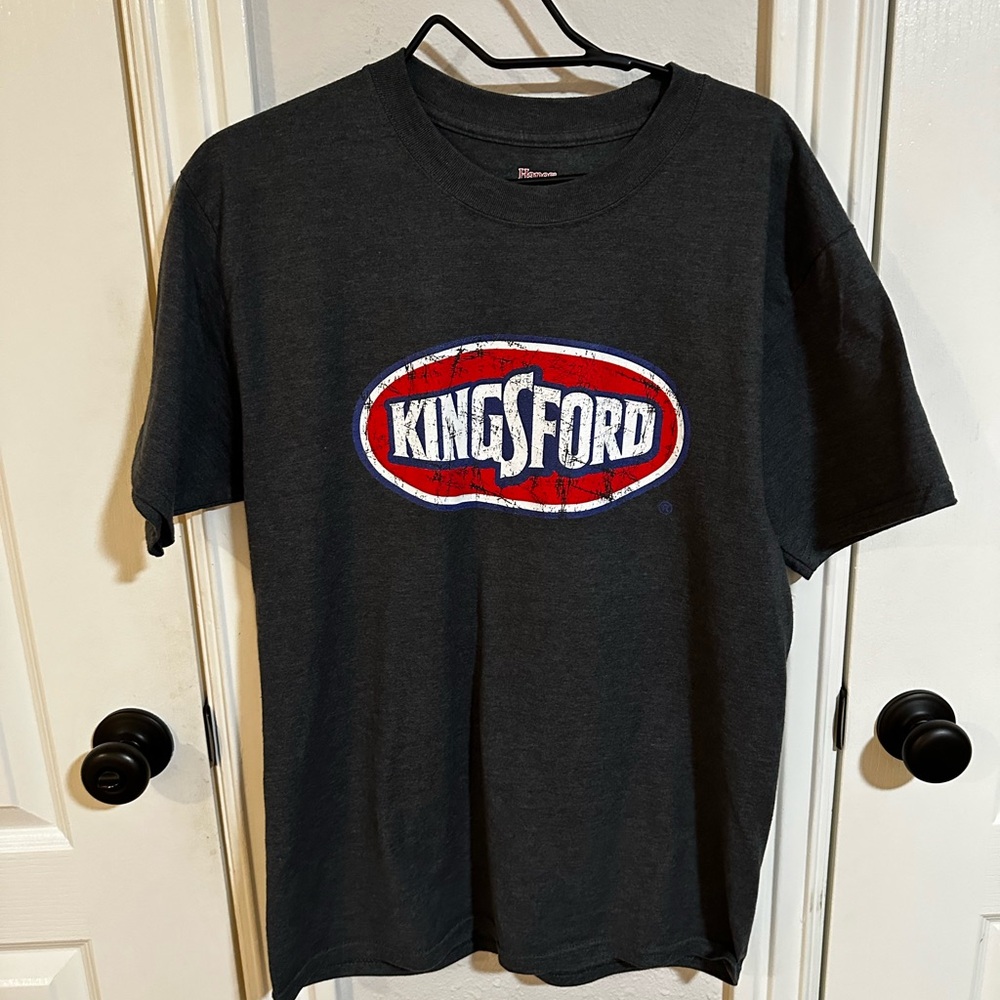 Kingford Charcoal Grill Logo T-Shirt • Hanes Beefy-T • Charcoal Gray- M